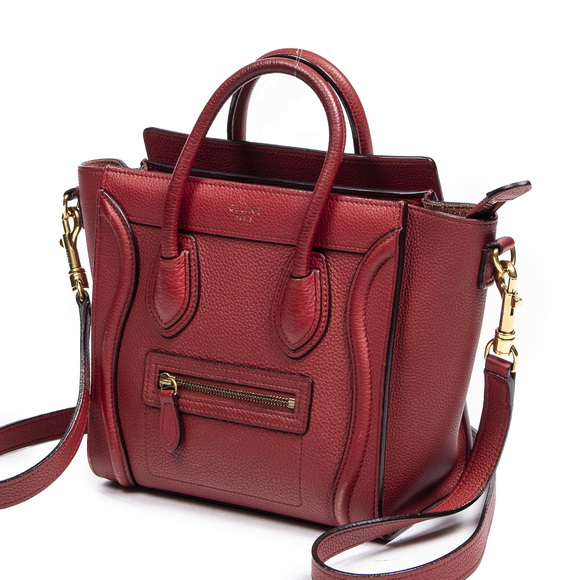 Celine Nano Luggage in Red Grained Leather - Picture 2 of 8